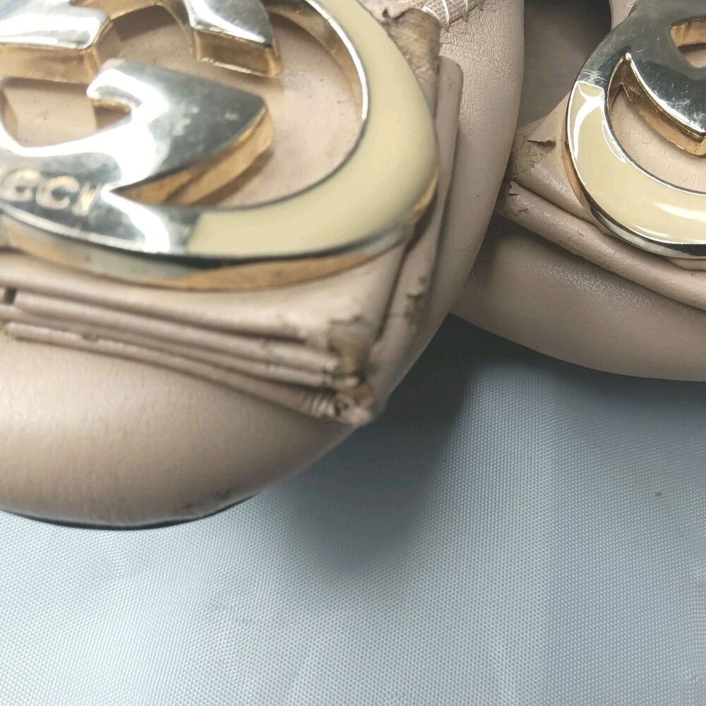 Gucci Interlocking G Logo Leather Ballet Flats Women's Shoes Sz EU 37/ 7M AS IS - Picture 15 of 16